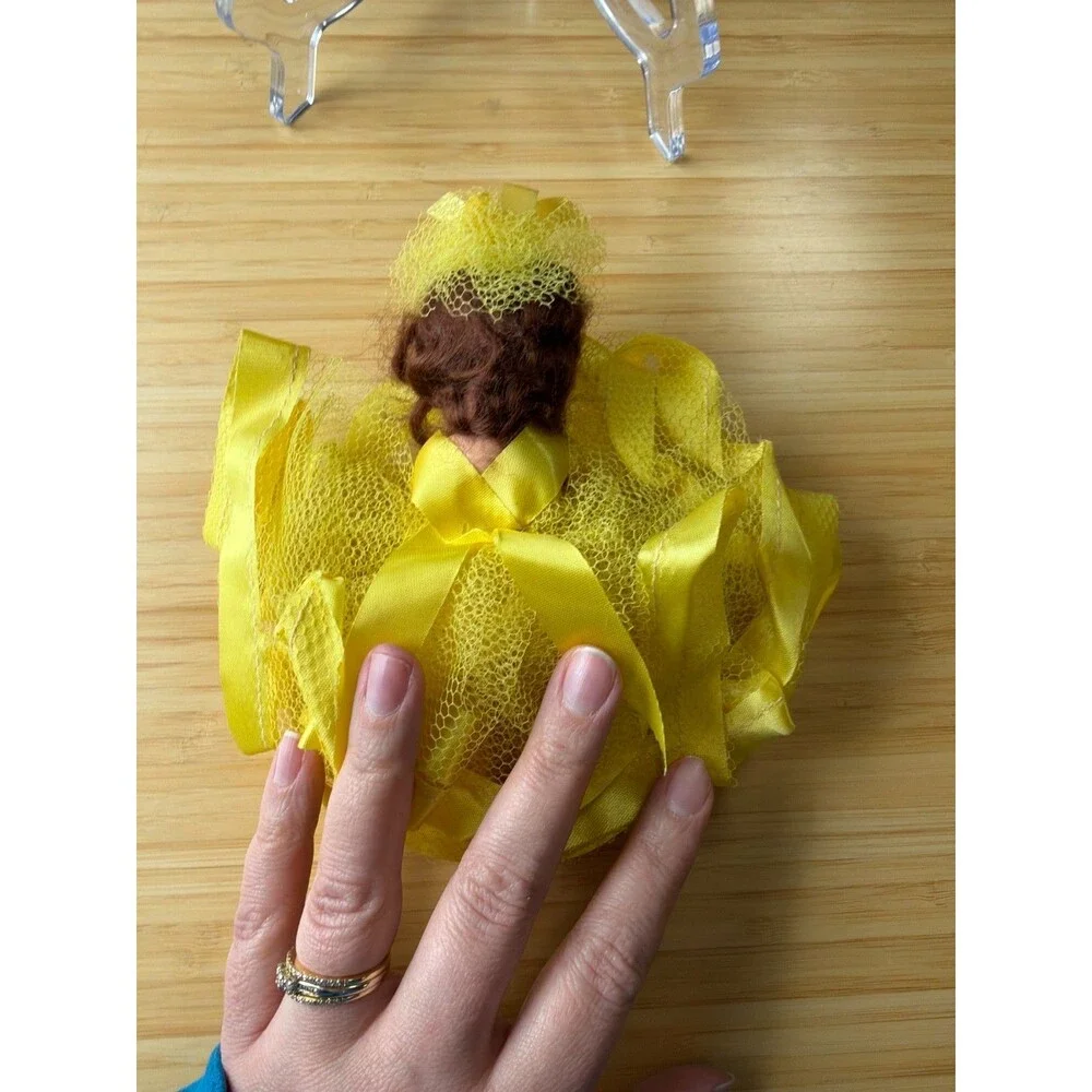 Vintage Sleep Eye Doll Yellow‎ Tulle Dress Brunette Hard Plastic 6.5